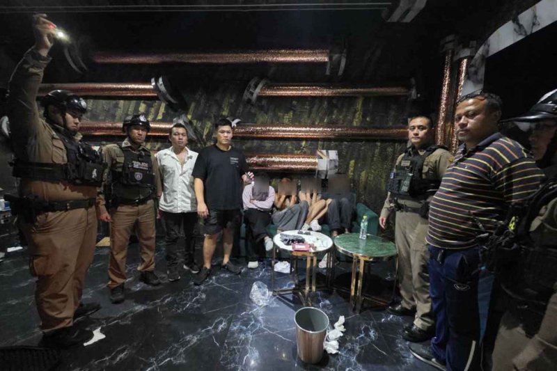 Police conducted a raid at an illegal Myanmar pub in Bangkok